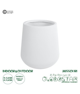 GloboStar® Artificial Garden MISSOURI 20692 Διακοσμητικό Πολυεστερικό Τσιμεντένιο Κασπώ Γλάστρα - Flower Pot Λευκό Φ45 x Υ45cm